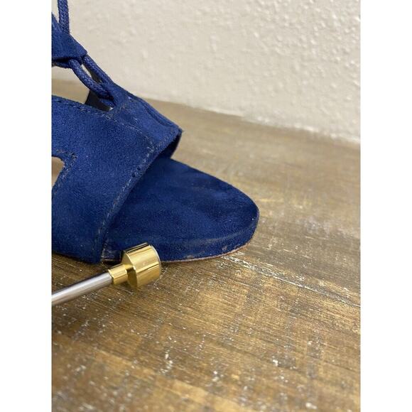 Steve Madden Gal Sandals Sz 6.5‎ Womens Blue Gladiator Lace Up Block Heel - Picture 13 of 14